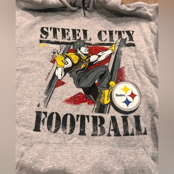 NWT Men's '47 Gray Pittsburgh Steelers Regional Headline Pullover Hoodie Size Lg - Picture 3 of 6